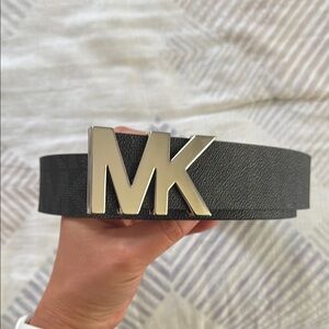 Michael Kors Black Belt with Silver Logo Medium